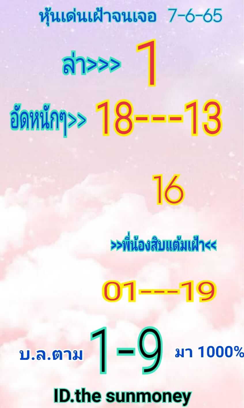 หวยหุ้นวันนี้ 7/6/65 ชุดที่ 4