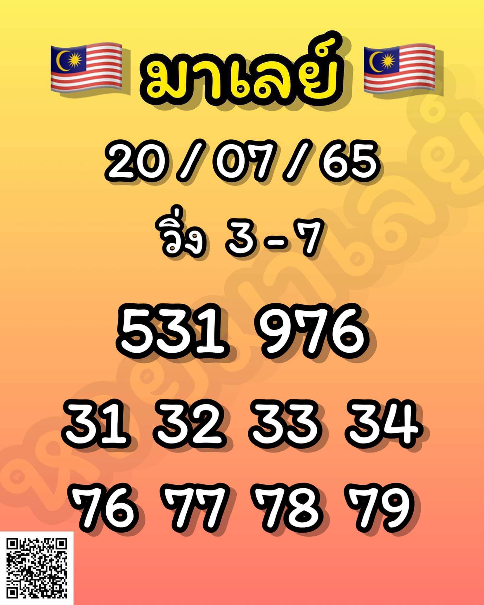 หวยมาเลย์วันนี้ 20/7/65 ชุดที่ 1