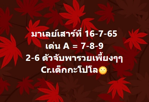 หวยมาเลย์วันนี้ 16/7/65 ชุดที่ 5