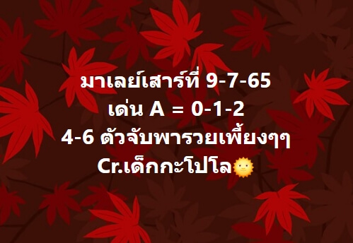 หวยมาเลย์วันนี้ 9/7/65 ชุดที่ 3