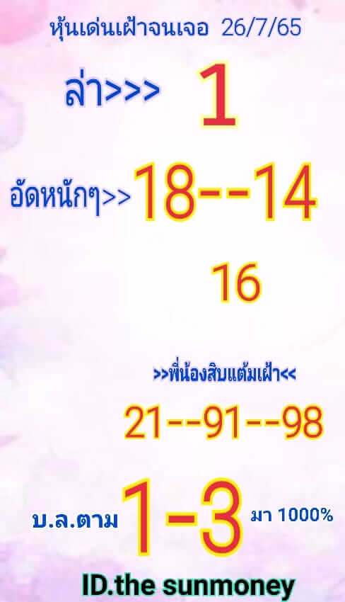 หวยหุ้นวันนี้ 26/7/65 ชุดที่ 8