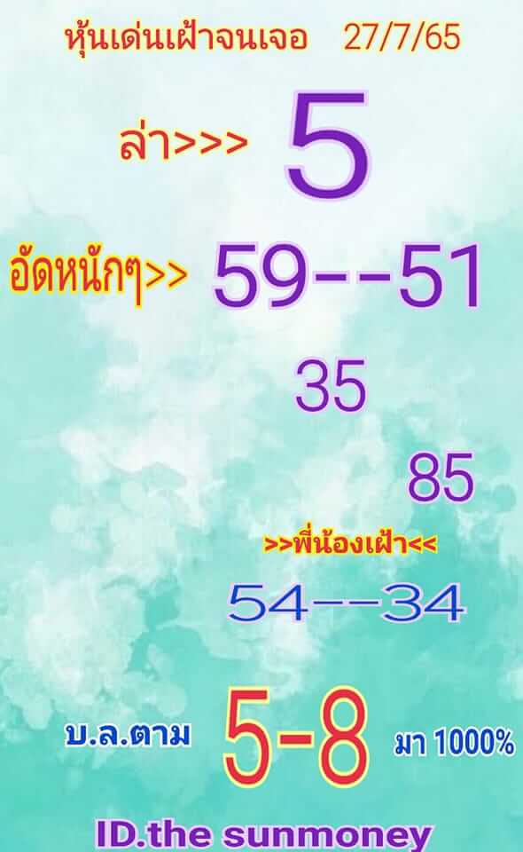 หวยหุ้นวันนี้ 27/7/65 ชุดที่ 9