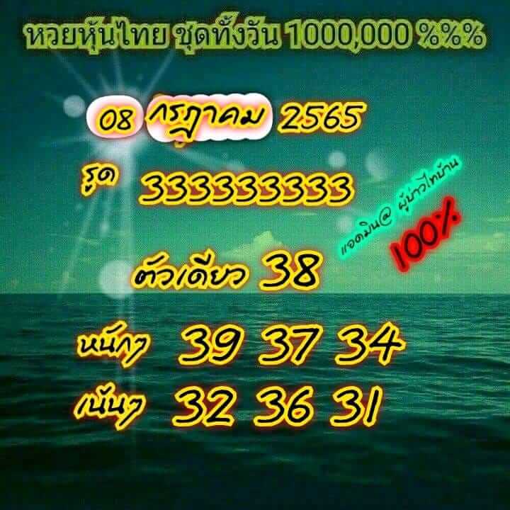 หวยหุ้นวันนี้ 8/7/65 ชุดที่ 6