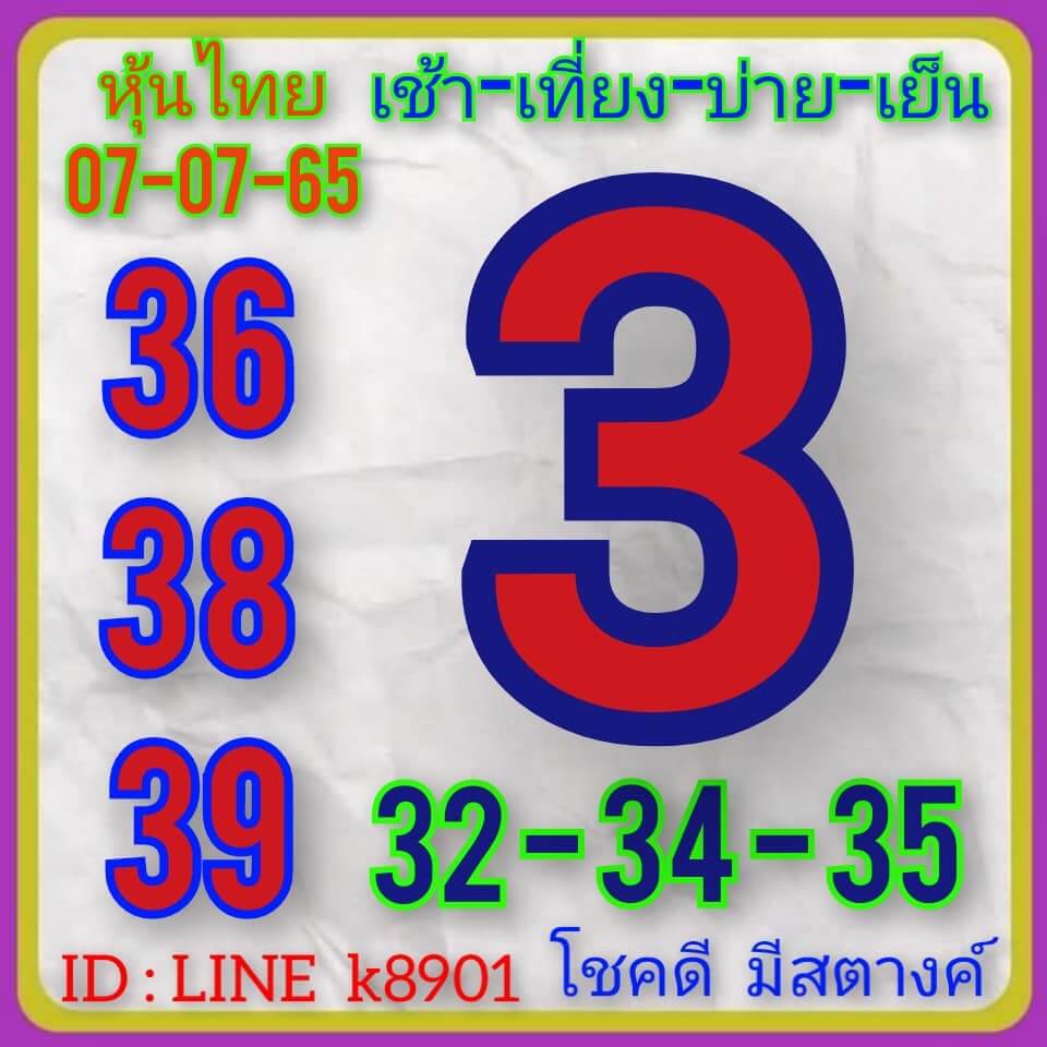 หวยหุ้นวันนี้ 7/7/65 ชุดที่ 3