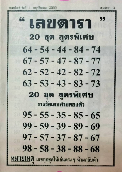 เลขดารา 1/11/65