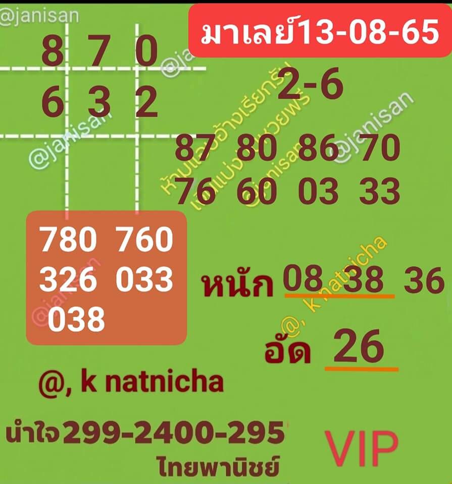 หวยมาเลย์วันนี้ 13/8/65 ชุดที่ 9