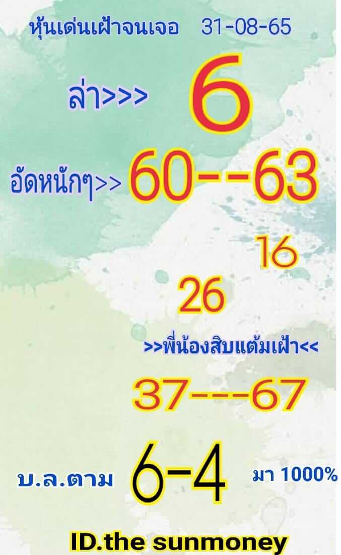 หวยหุ้นวันนี้ 31/8/65 ชุดที่ 9