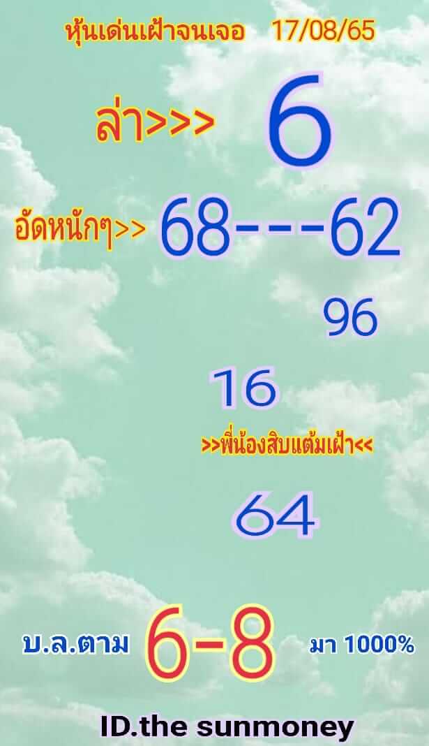 หวยหุ้นวันนี้ 17/8/65 ชุดที่ 4