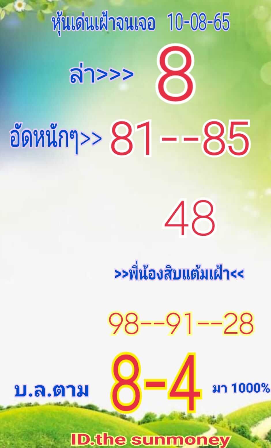 หวยหุ้นวันนี้ 10/8/65 ชุดที่ 3