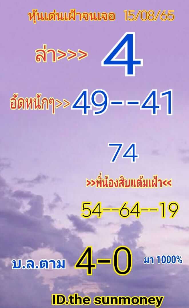 หวยหุ้นวันนี้ 15/8/65 ชุดที่ 3