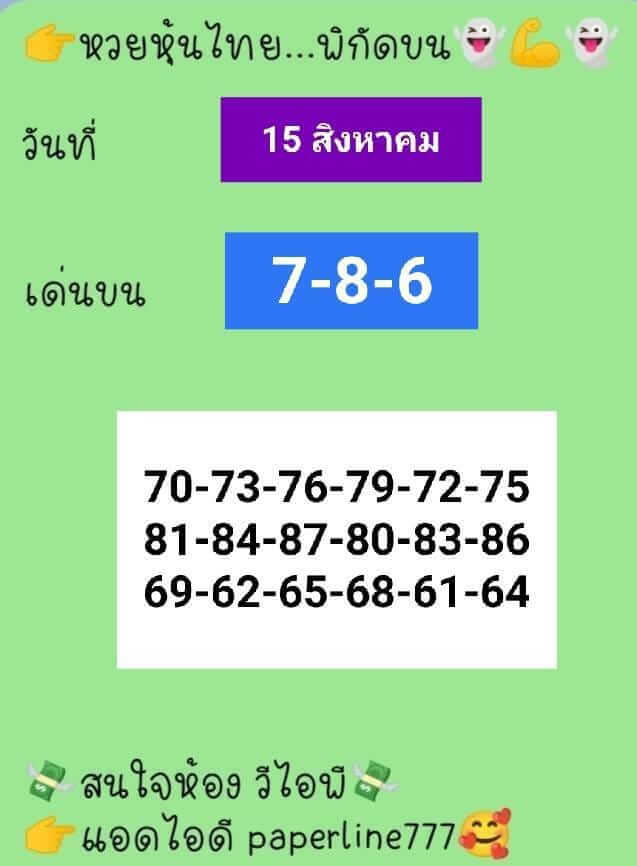 หวยหุ้นวันนี้ 15/8/65 ชุดที่ 2