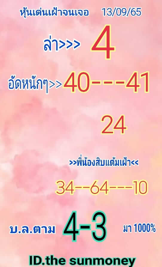 หวยหุ้นวันนี้ 13/9/65 ชุดที่ 2