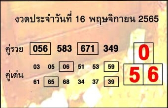 หวยคู่รวย คู่เด่น 16/11/65