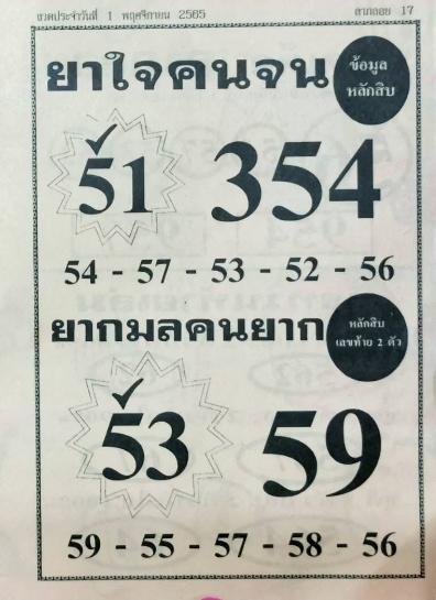 หวยยาใจคนจน 1/11/65