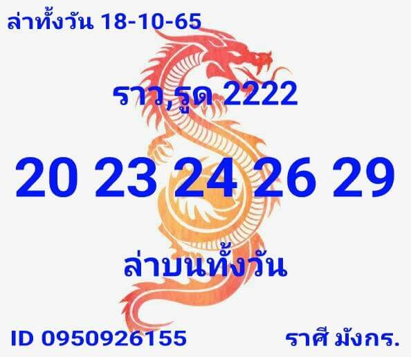 หวยหุ้นวันนี้ 18/10/65 ชุดที่ 10