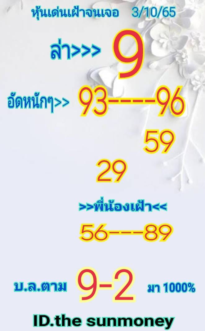 หวยหุ้นวันนี้ 3/10/65 ชุดที่ 5