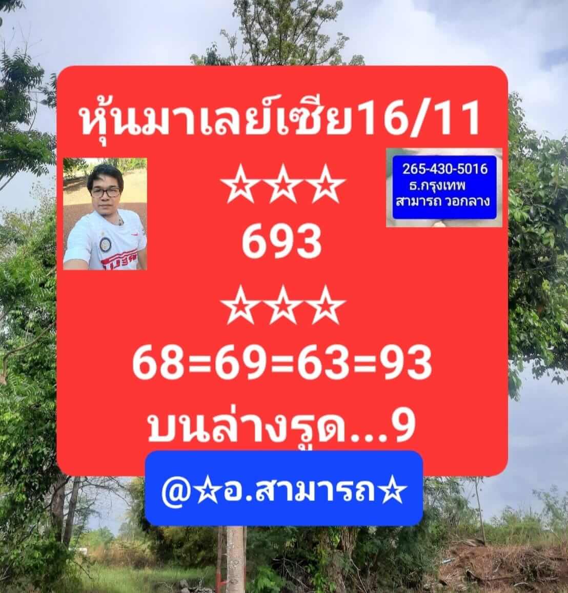 หวยมาเลย์วันนี้ 16/11/65 ชุดที่ 6