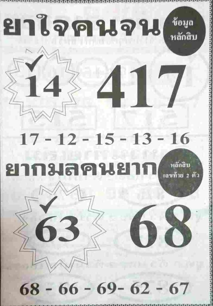 หวยยาใจคนจน 1/12/65