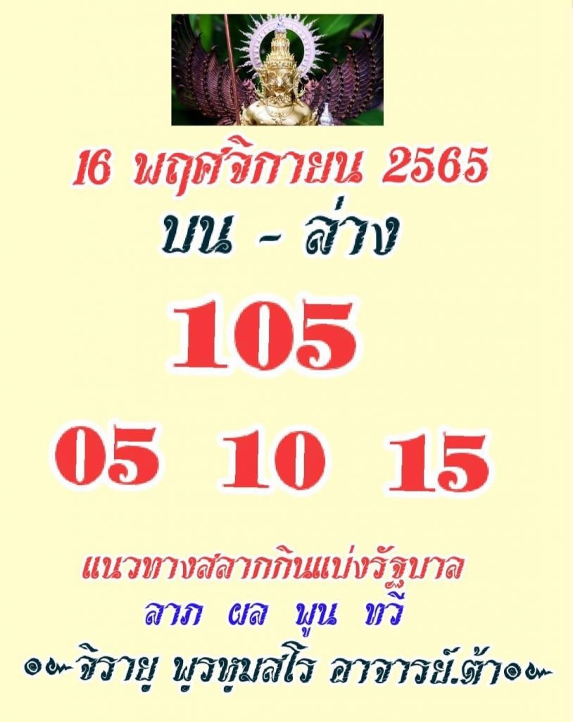 หวยสายวัดป่า 16/11/65