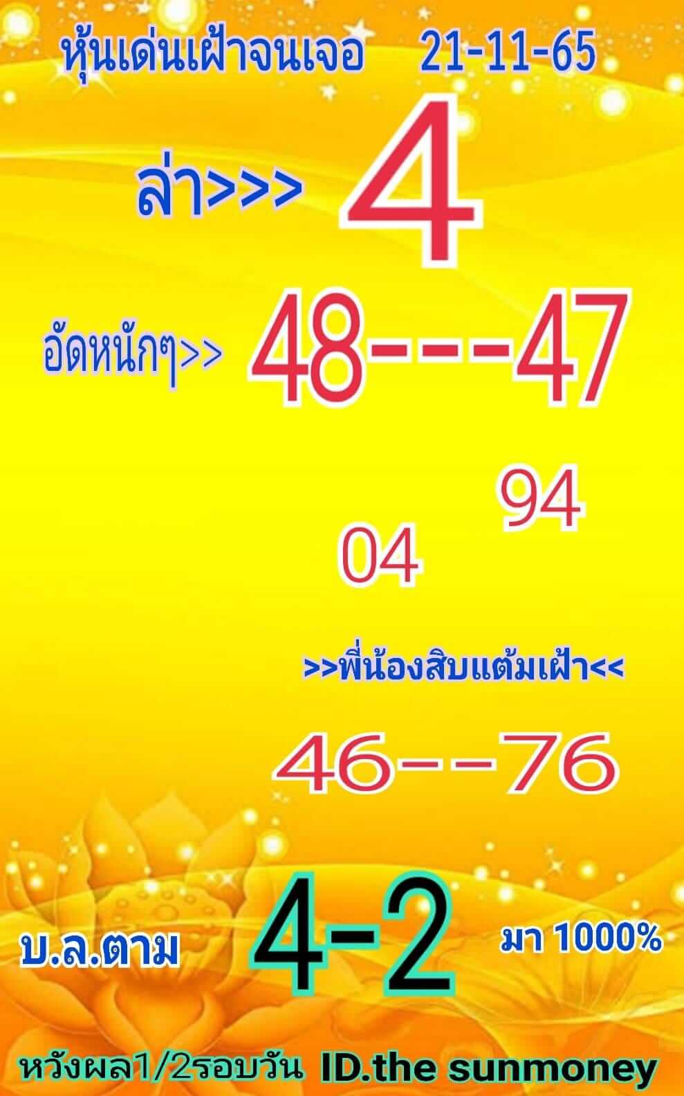 หวยหุ้นวันนี้ 21/11/65 ชุดที่ 9