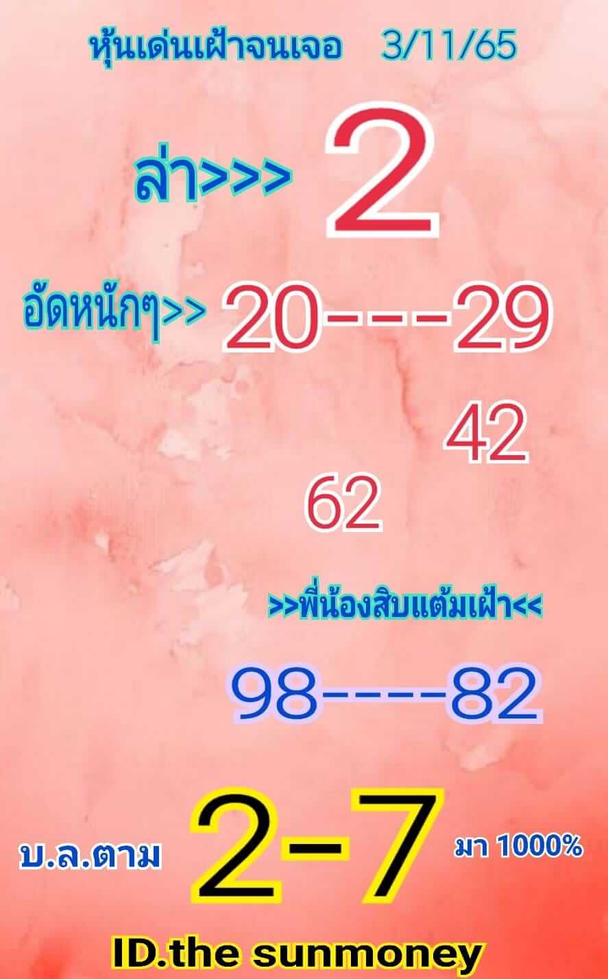 หวยหุ้นวันนี้ 3/11/65 ชุดที่ 9