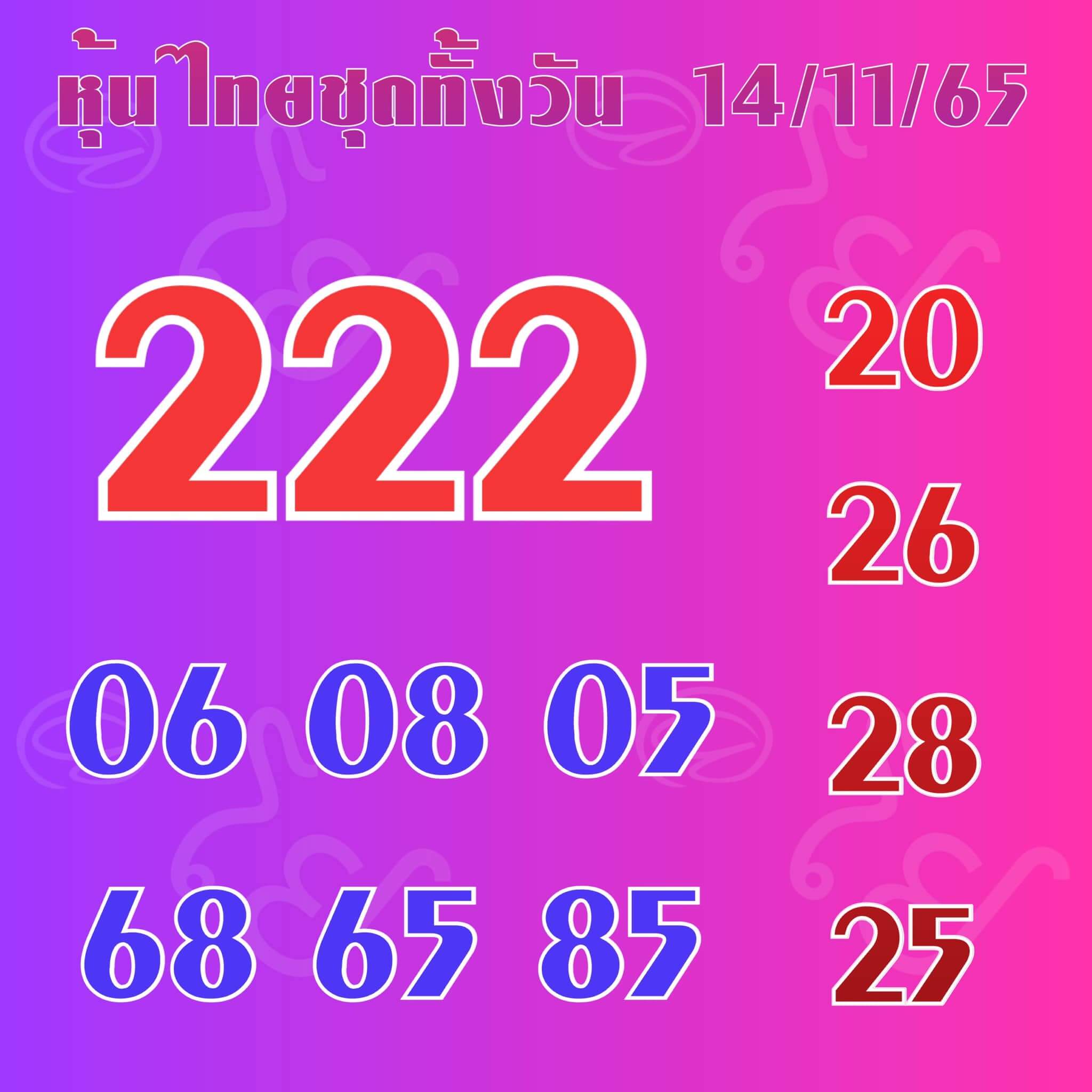 หวยหุ้นวันนี้ 14/11/65 ชุดที่ 2