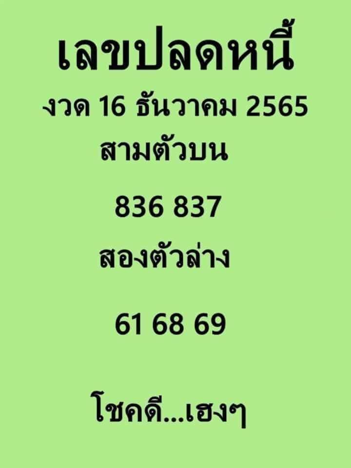 เลขปลดหนี้ 16/12/65