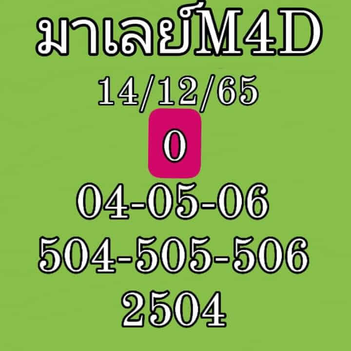 หวยมาเลย์วันนี้ 14/12/65 ชุดที่ 1