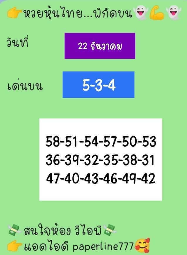 หวยหุ้นวันนี้ 22/12/65 ชุดที่ 2