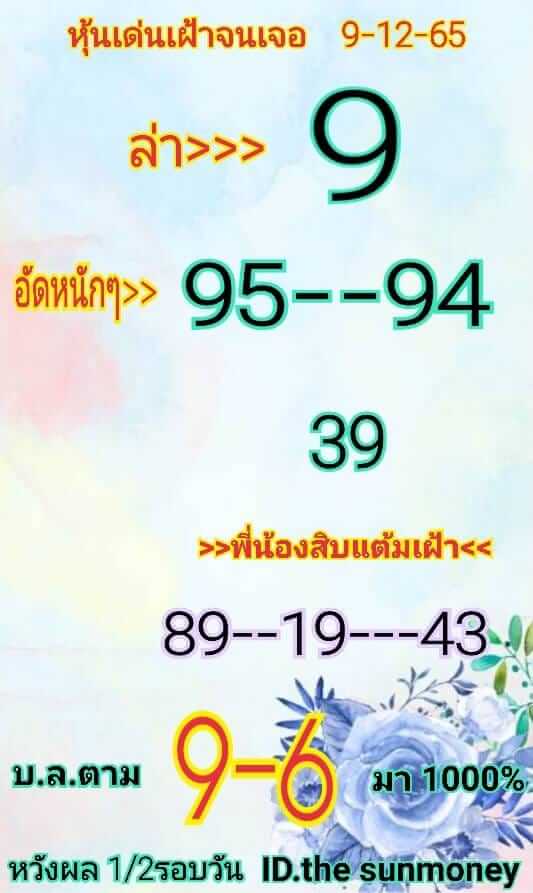 หวยหุ้นวันนี้ 9/12/65 ชุดที่ 8