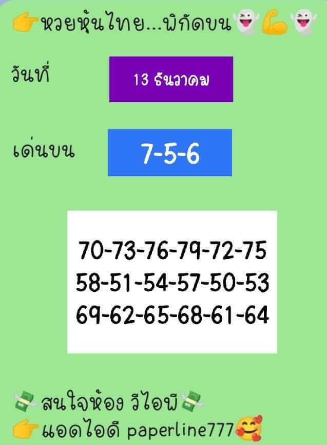 หวยหุ้นวันนี้ 13/12/65 ชุดที่ 2