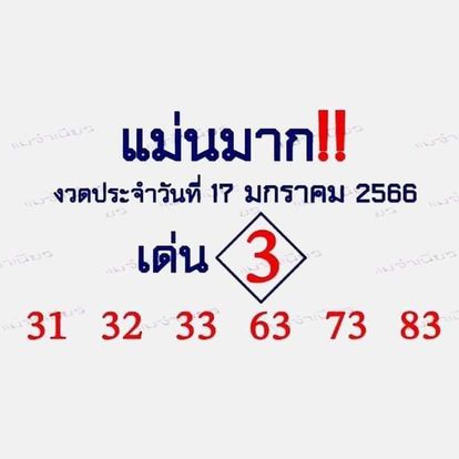 หวยแม่นมาก 17/1/66