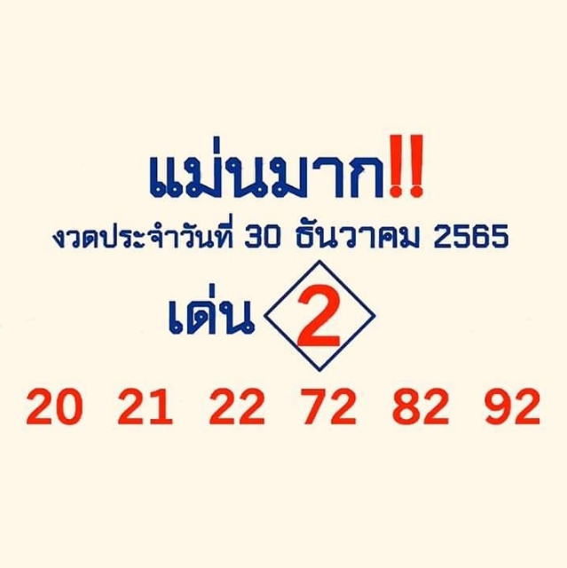 หวยแม่นมาก 30/12/65