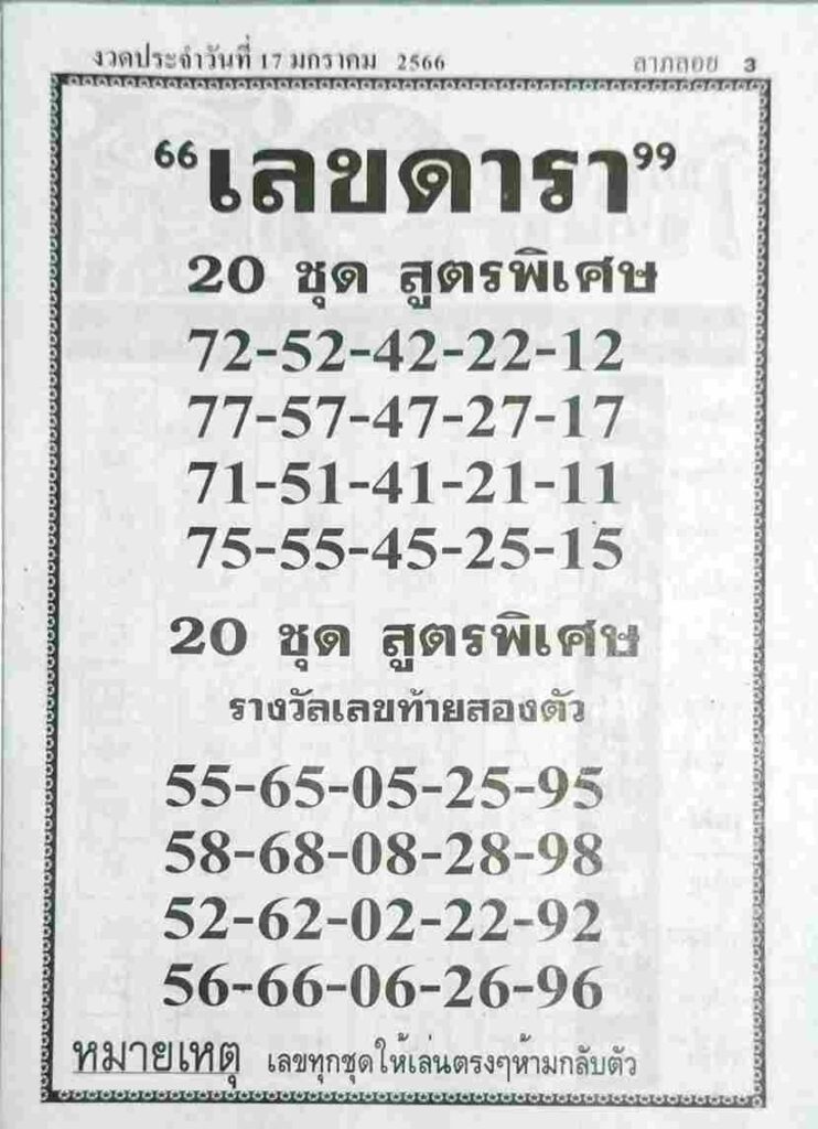 เลขดารา 17/1/66