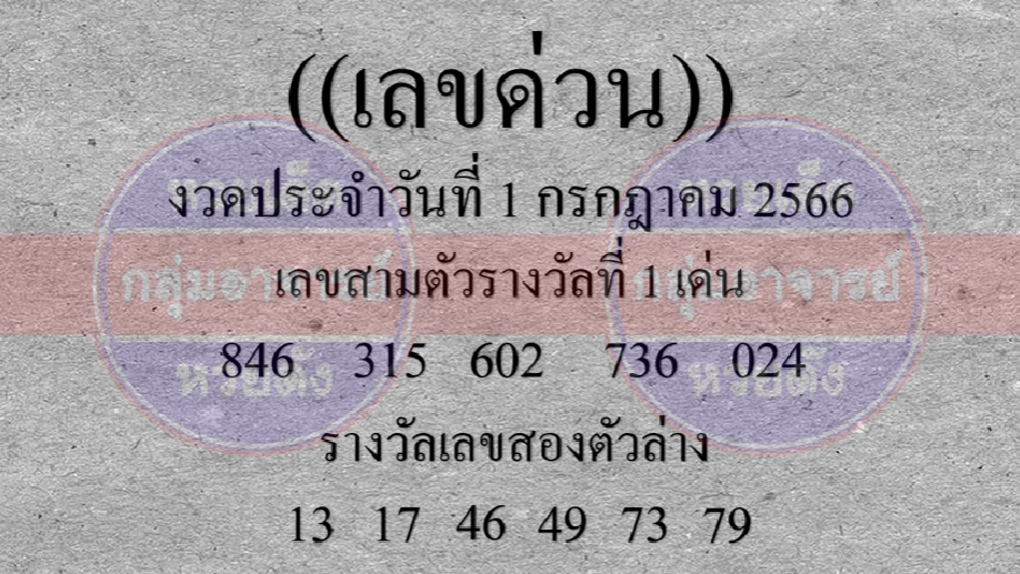 เลขด่วนกองสลาก 1/7/66