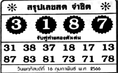 หวยจ่าชิต 16/2/66