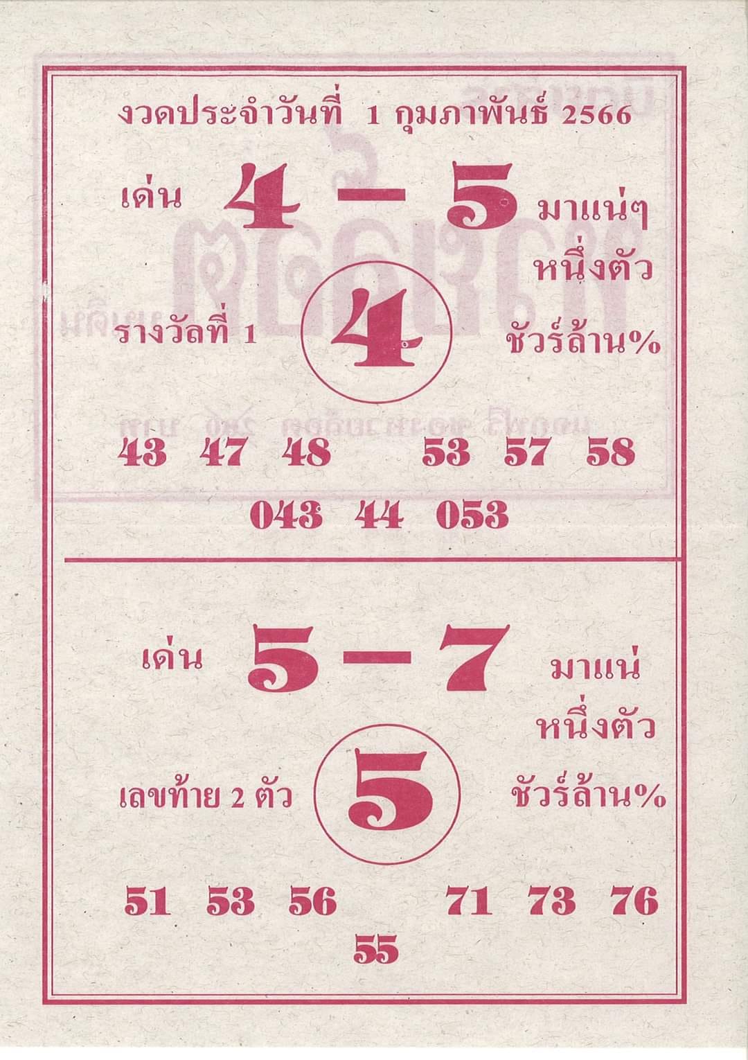 หวยล็อต 1/2/66