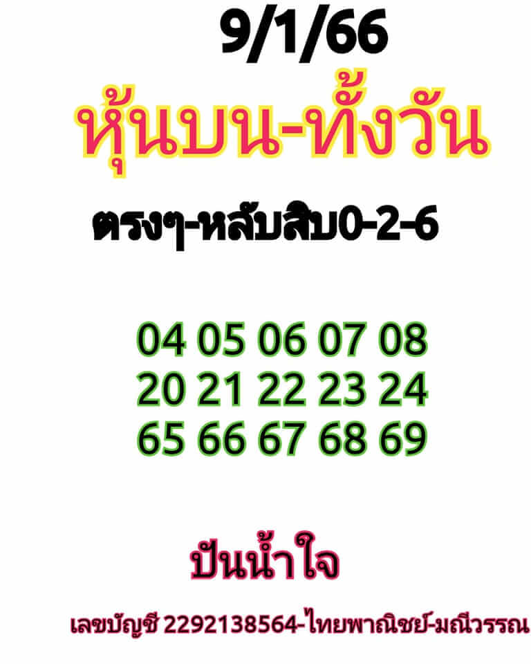 หวยหุ้นวันนี้ 9/1/66 ชุดที่ 8