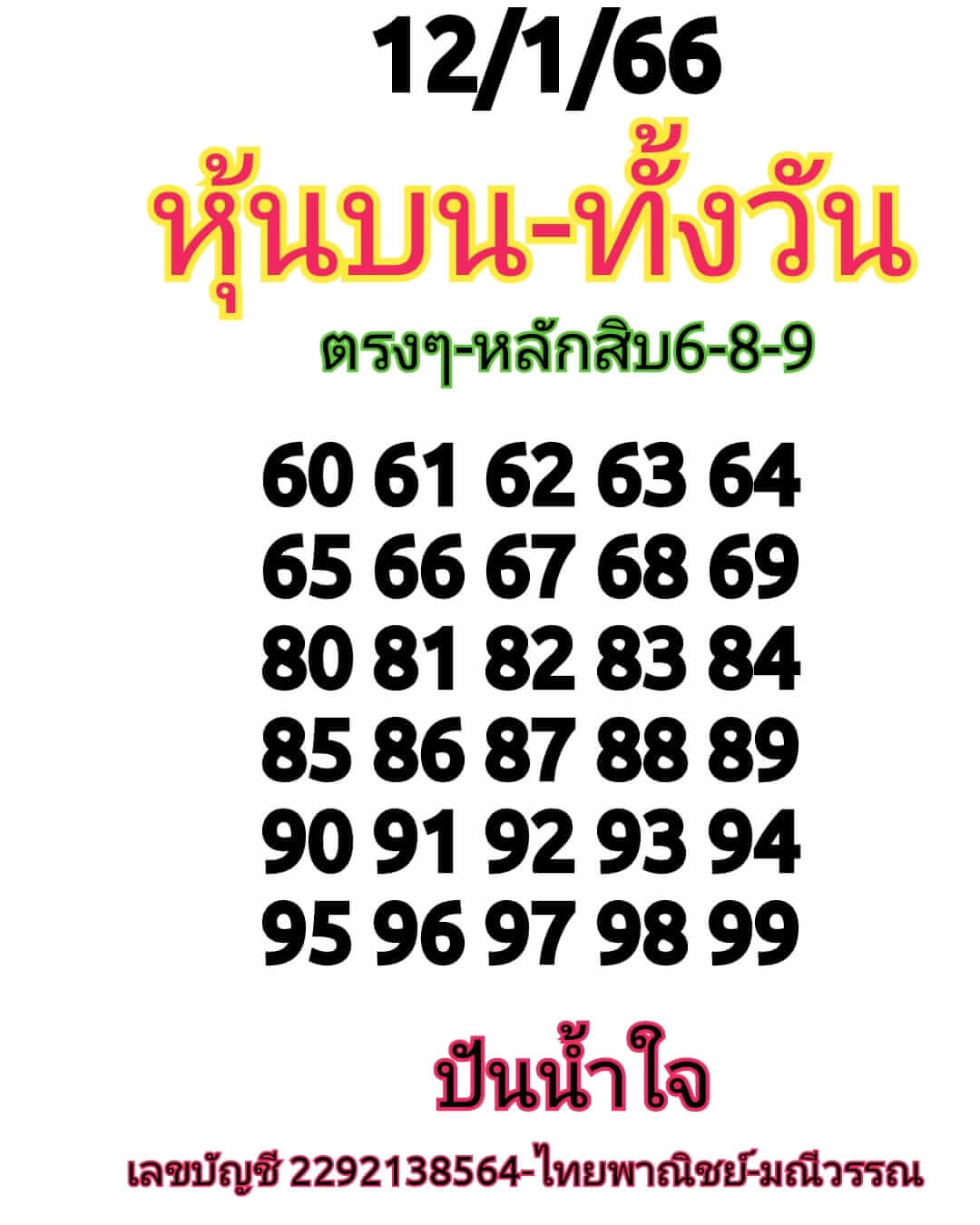 หวยหุ้นวันนี้ 12/1/66 ชุดที่ 3