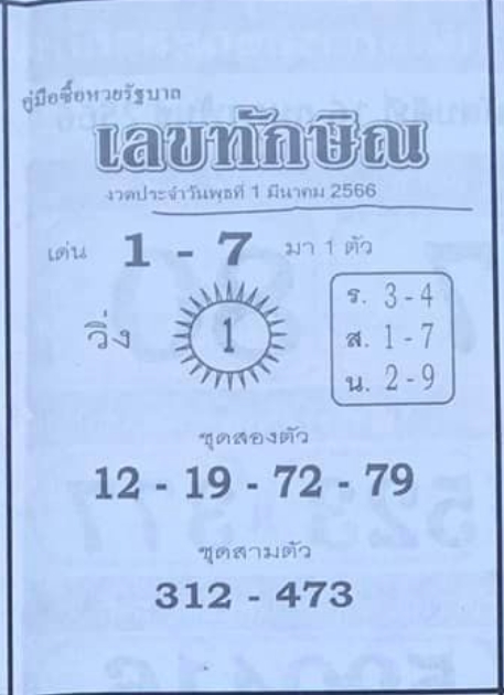 เลขทักษิณ 1/3/66