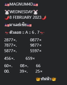 หวยมาเลย์วันนี้ 8/2/66 ชุดที่ 10