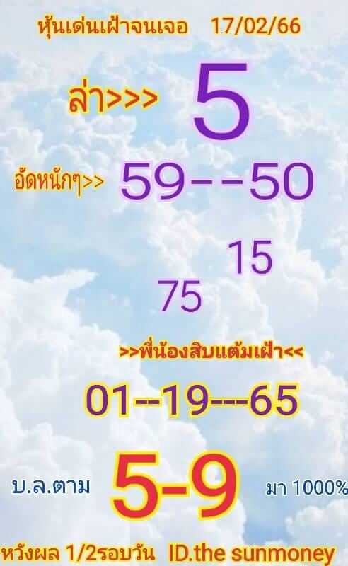 หวยหุ้นวันนี้ 17/2/66 ชุดที่ 2