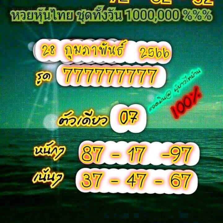 หวยหุ้นวันนี้ 28/2/66 ชุดที่ 3