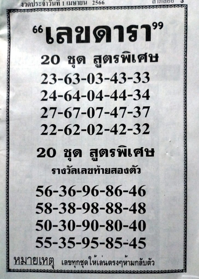 เลขดารา 1/4/66