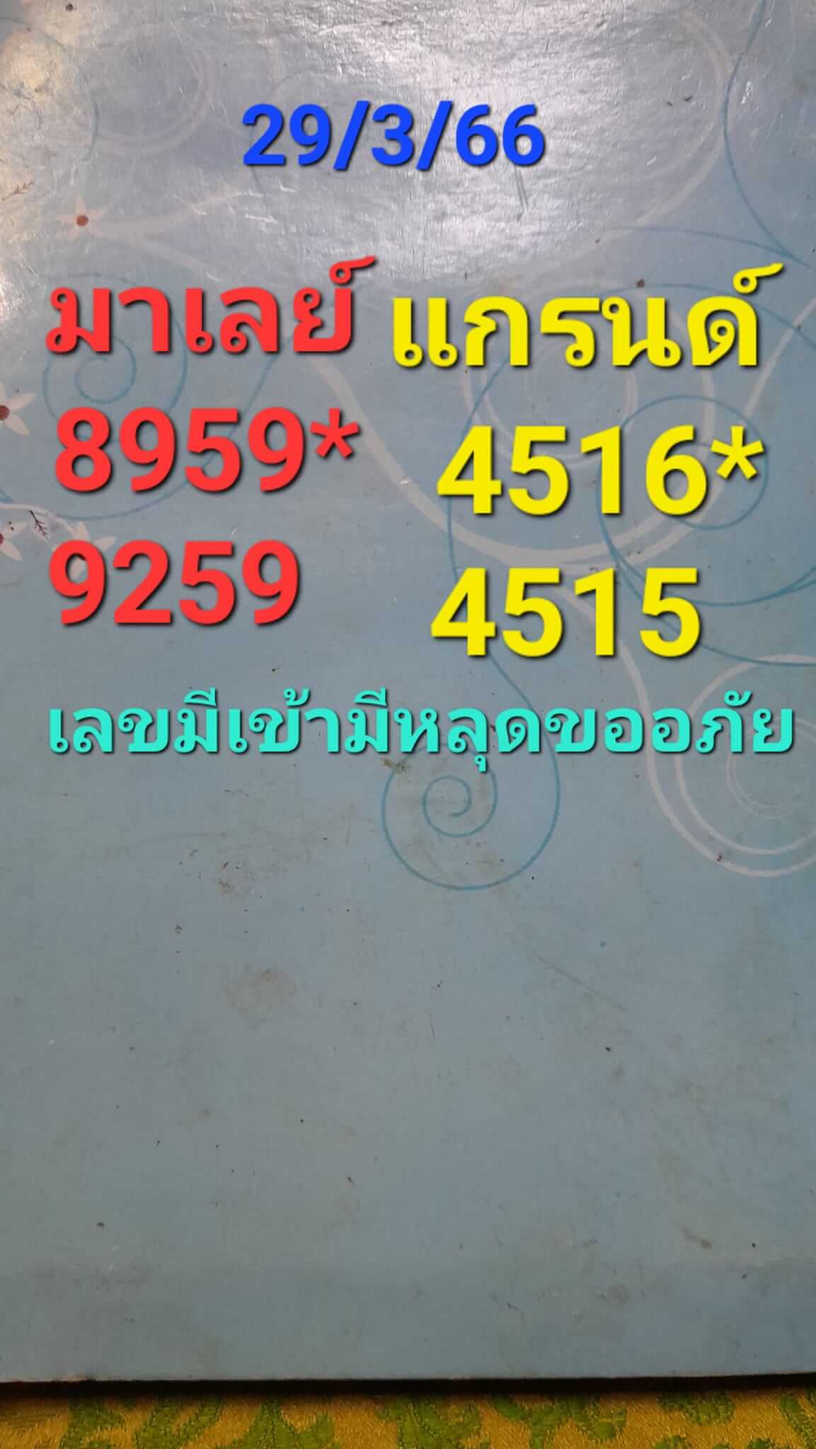 หวยมาเลย์วันนี้ 29/3/66 ชุดที่ 4