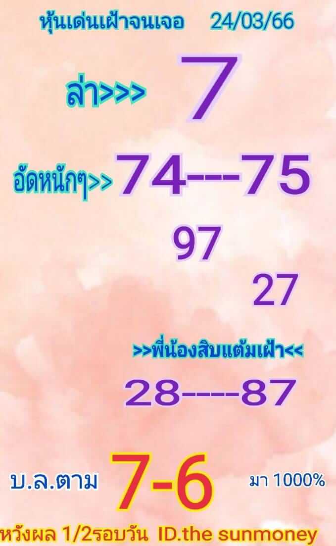 หวยหุ้นวันนี้ 24/3/66 ชุดที่ 1