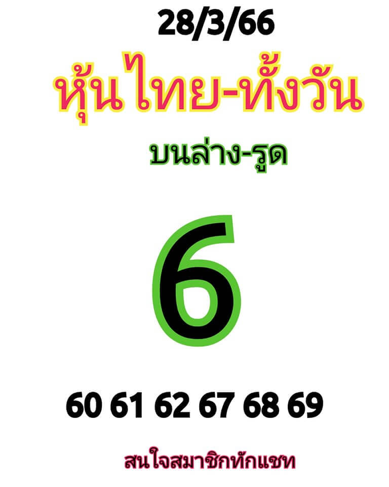 หวยหุ้นวันนี้ 28/3/66 ชุดที่ 1