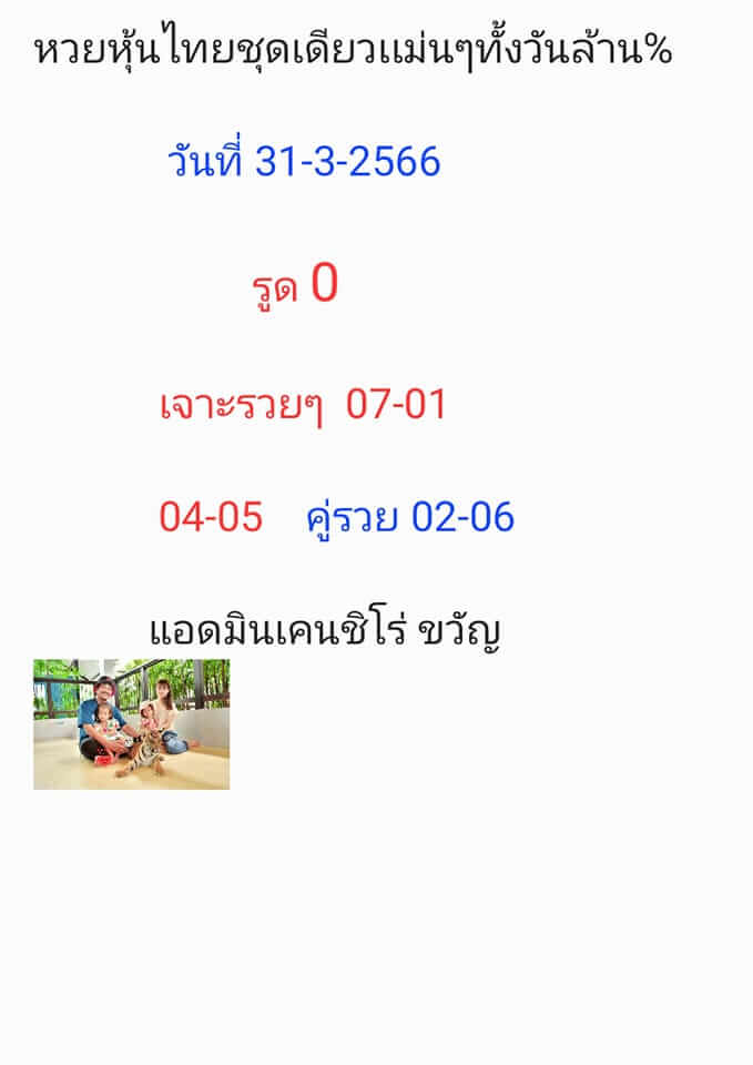 หวยหุ้นวันนี้ 31/3/66 ชุดที่ 1