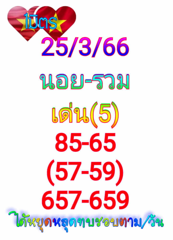หวยฮานอยวันนี้ 25/3/66 ชุดที่ 7