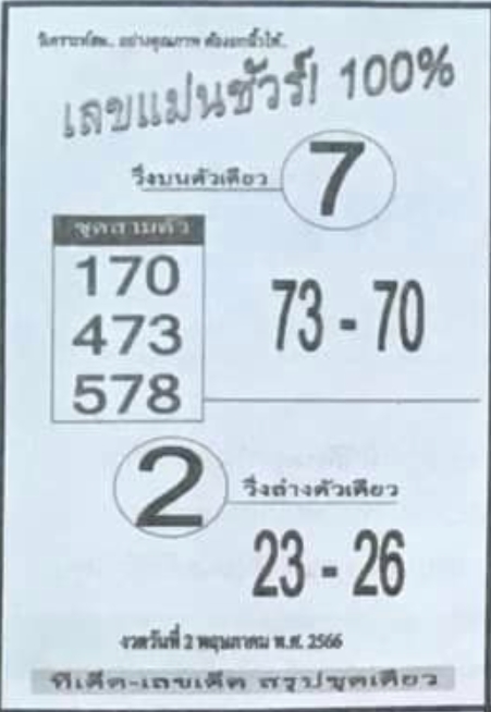 เลขแม่นชัวร์ 100% 2/5/66